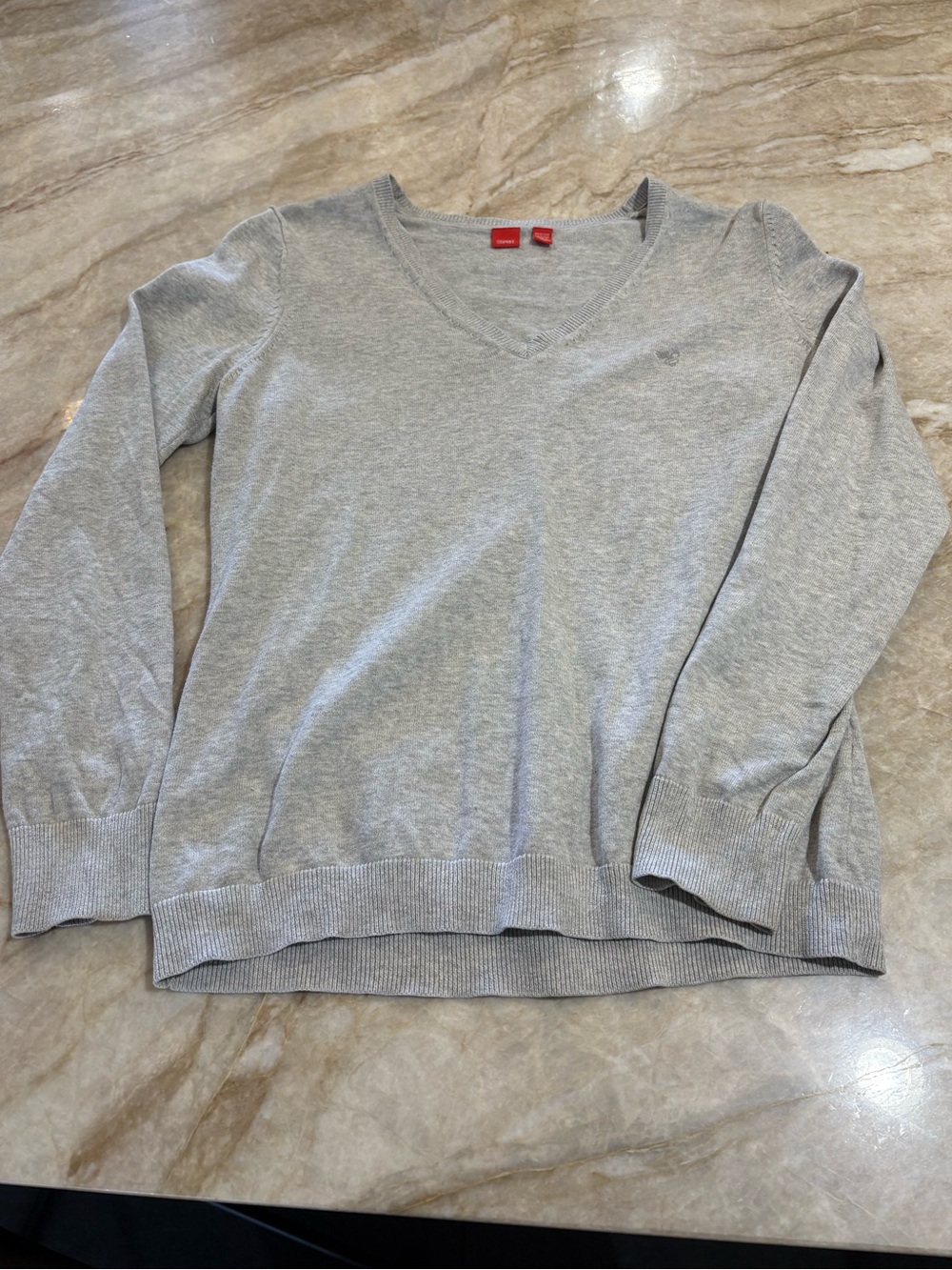 Esprit Light Gray V-Neck Women's Sweater